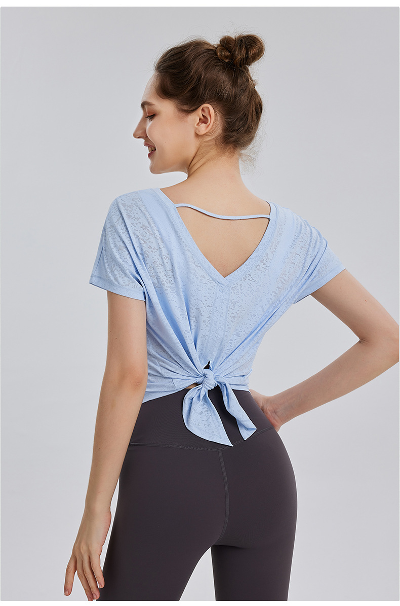 Womens Burnout Yoga T-Shirt Short Sleeve Athletic Top